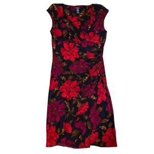 2/$18 silky fitted v-neck floral dress medium